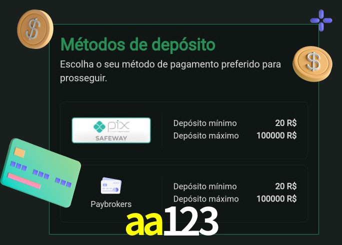 O cassino aa123 oferece uma grande variedade de métodos de pagamento